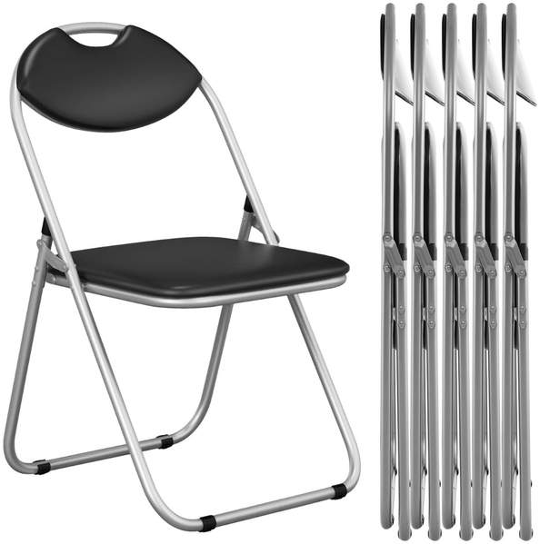 6er Set Klappstühle mit Metallrahmen & Gepolsterten Sitzen & Rutschfesten Fußpolstern