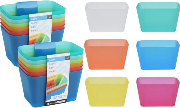 Koopman Aufbewahrungsbox Teilebox 12x8x12 cm Bunt 12 er Set (12 St), 12 Stk, Bastelbox, Puzzlebox, Vielseitig, Box