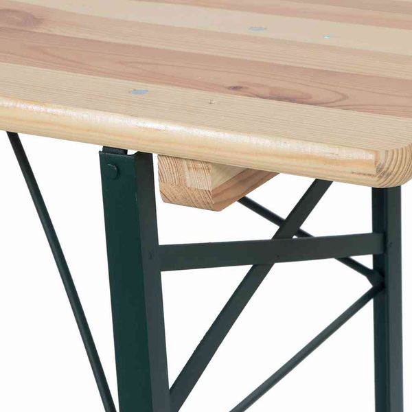 Fun Star Festzeltgarnitur, 3-teilig, klappbar, Holz natur / Stahl grün, 220 x 50 x 79 cm Bild 2