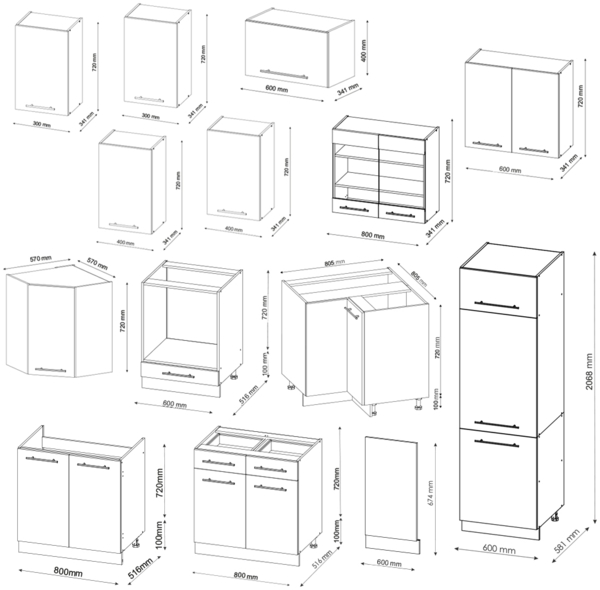 Eckküche Fame-Line Bordeaux Hochglanz/Anthrazit 287 x 60 cm , AP Anthrazit Vicco Bild 3