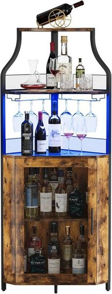 GarveeMore Weinschrank Weinregal Eckschrank Weinständer Barschrank mit Glashalter