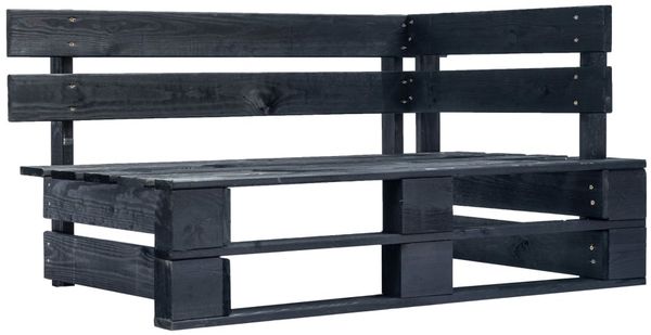 vidaXL Outdoor-Eckbank Paletten Holz Schwarz 45763