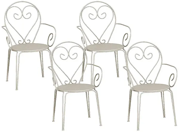 Vente-unique - GUERMANTES Garden dining set Metall Beige - B 52 cm x H 89 cm x L 48 cm
