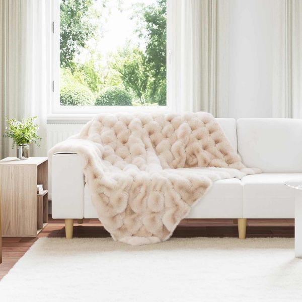 vidaXL Rutschfeste Decke aus Kunstkaninchenfell Olite 4 pcs Beige 42021789
