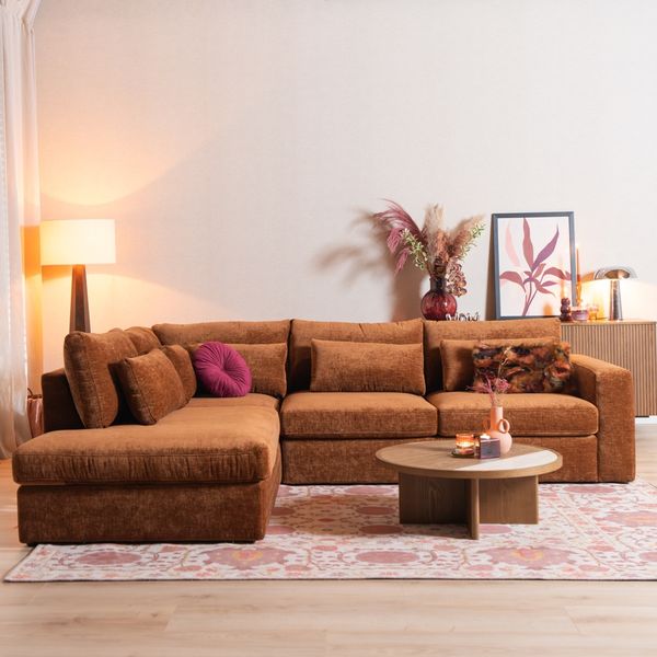 Bronx71 Ecksofa Kyle chenille kupfer links