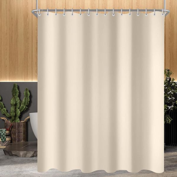 Duschvorhang Beige 240x180cm Antischimmel Textil Wasserabweisend Polyester