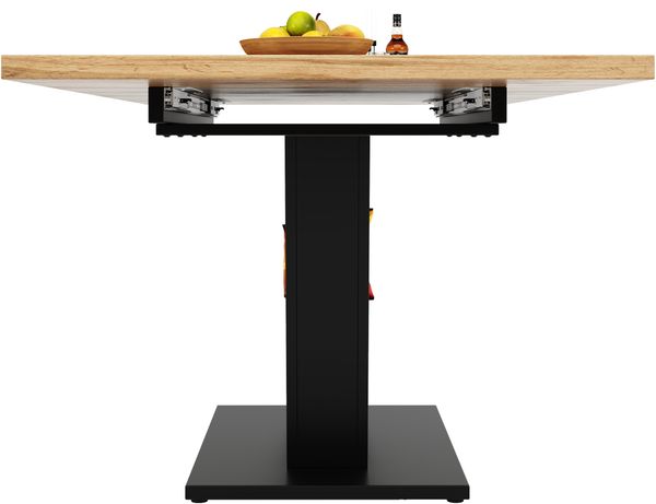 Esstisch ausziehbar mit MDF-Tischplatte & Metallgestell, 118-157x70x75 cm, Schwarz/Natur Bild 6
