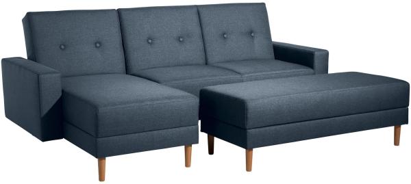 Schlafsofa Kaula Bezug Flachgewebe Erle natur / blau 23016