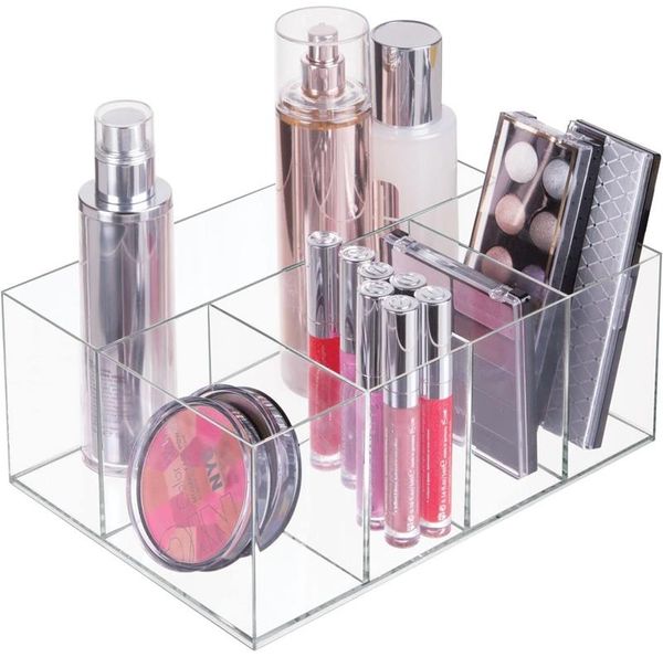 Schminkaufbewahrung Kosmetik Organizer 5 Fächer mDesign Make-up Box transparent