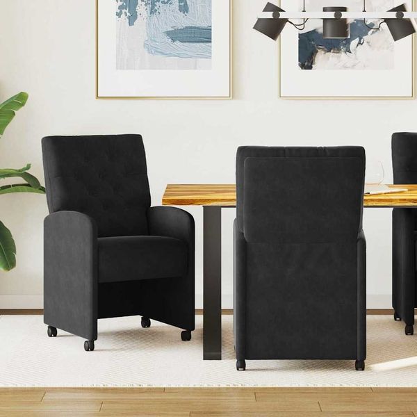 vidaXL Esszimmerstühle mit Rollen 2 pcs Schwarz 58 x 67 x 97 cm Samt 42017871