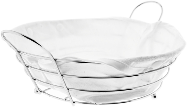 Brotkorb in Silber Edelstahl mit cremeweißem Baumwolltuch Brotbehälter Rund