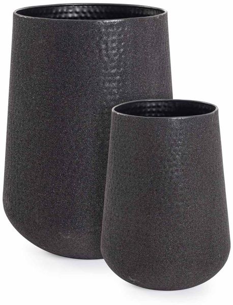 Gartenvase Ranek aus Metall, modern handgefertigt, hoch, schwarz, 2er-Set für Outdoor
