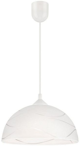 Licht-Erlebnisse Pendelleuchte ADANIA, ohne Leuchtmittel, Hängelampe Lampenschirm Glas Weiß Retro Küche Esstisch Leuchte