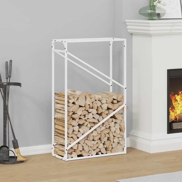 vidaXL Brennholzregal Weiß 60x25x100 cm Kaltgewalzter Stahl 864328