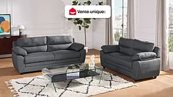 Vente-unique - Sofa 3-Sitzer - Stoff - Anthrazit - MANOA