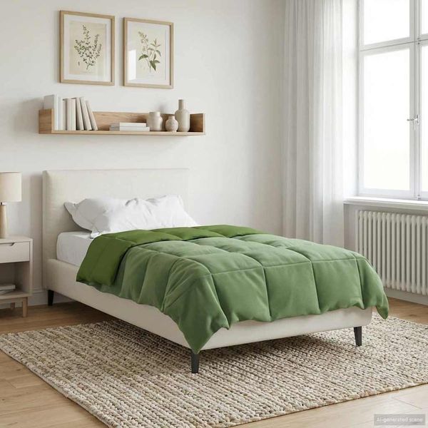 vidaXL Ganzjahresbettdecke Gepolstert Grün 155 x 200 cm Mikrofaser 42026039
