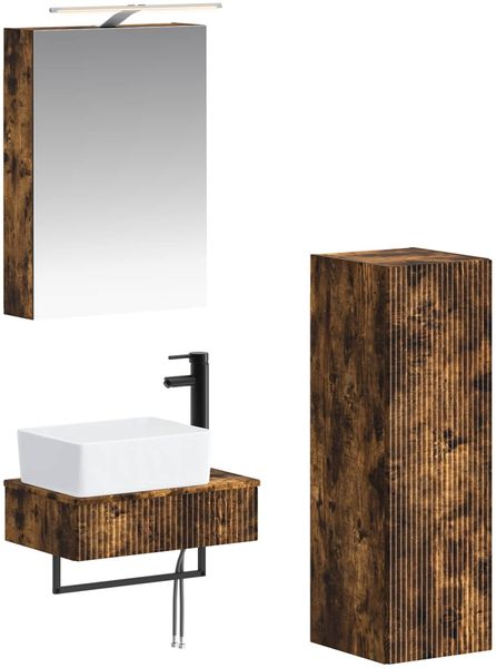 vidaXL Badezimmerschrank-Set 4 pcs Geräucherte Eiche 50 x 14,5 x 70 cm 3407387