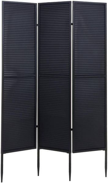 Garten-Paravent HWC-J14, Raumteiler Trennwand Sichtschutz, Metall 200x121cm ~ schwarz