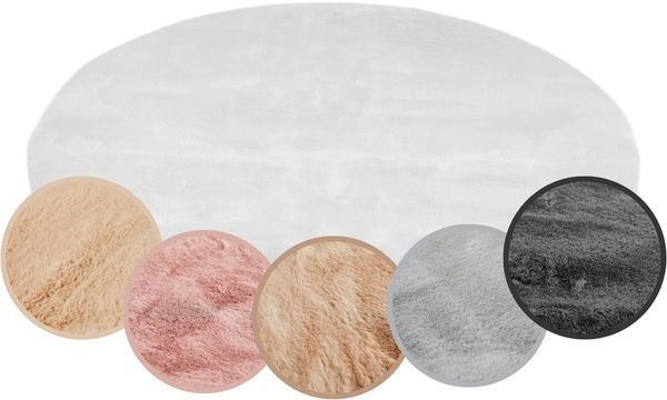 OTTO home Hochflor-Teppich Lugano, rund, Höhe: 30 mm, Kunstfell, Uni Farben, sehr weich & kuschelig