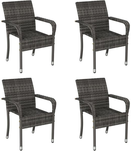 Yaheetech Gartenstuhl 2/4/6er-Set Esszimmerstuhl Rattan-Optik mit Metallbeinen (4 St), Küchenstuhl fürs Esszimmer/Balkon/Terrasse