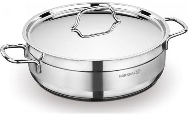 Korkmaz ALFA A1024 Backform Stahl 18/10 mit Deckel 26x8 cm 4 2 l