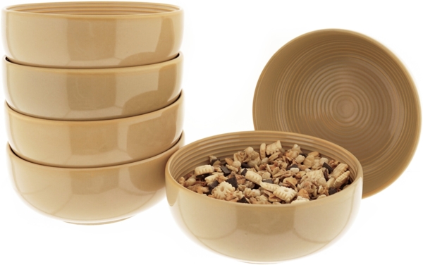 6 Teiliges Snackschalen-Set aus Porzellan - Servierschale, Dipschale Beige