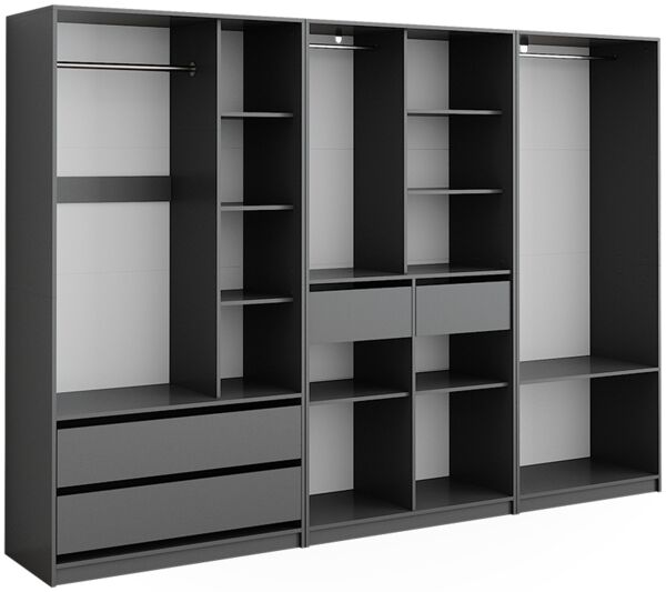 Kleiderschrank Elmo Anthrazit 280 x 200 cm 3er Set Vicco