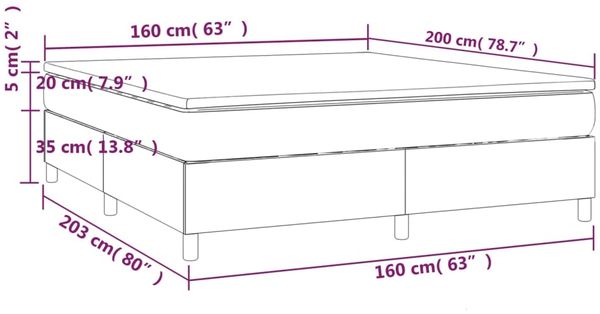 vidaXL Boxspringbett mit Matratze Blau 160x200 cm Stoff 3144536 Bild 10