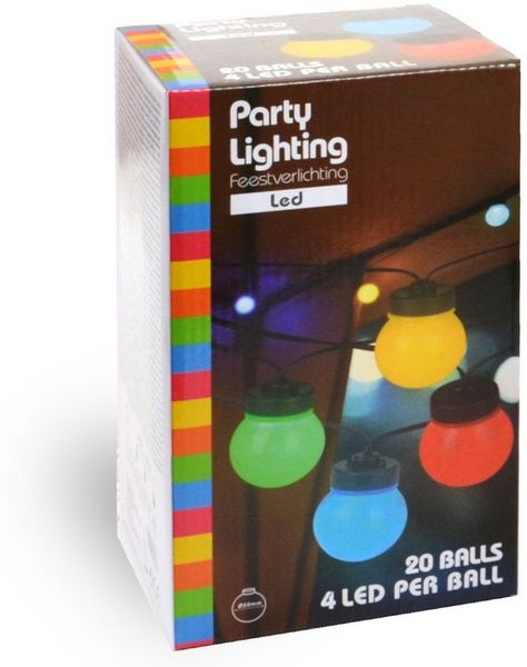 INtrenDU LED-Lichterkette Party Lichterkette bunt 9,5m Mit 20 großen Kugeln für außen und innen