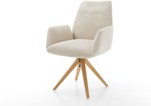 Esszimmerstuhl Zoa-Flex Cord Beige Holzgestell kantig Natur Taschenfederkern