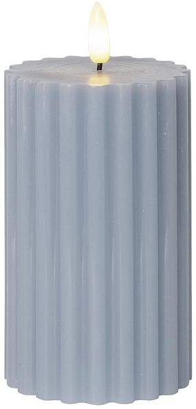 Star Trading LED Wachskerze Flamme Stripe Batterie Timer blau 15x7,5cm