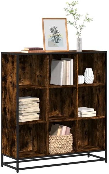 vidaXL Bücherregal Räuchereiche 97,5x33x107,5 Holzwerkstoff und Metall 3300862
