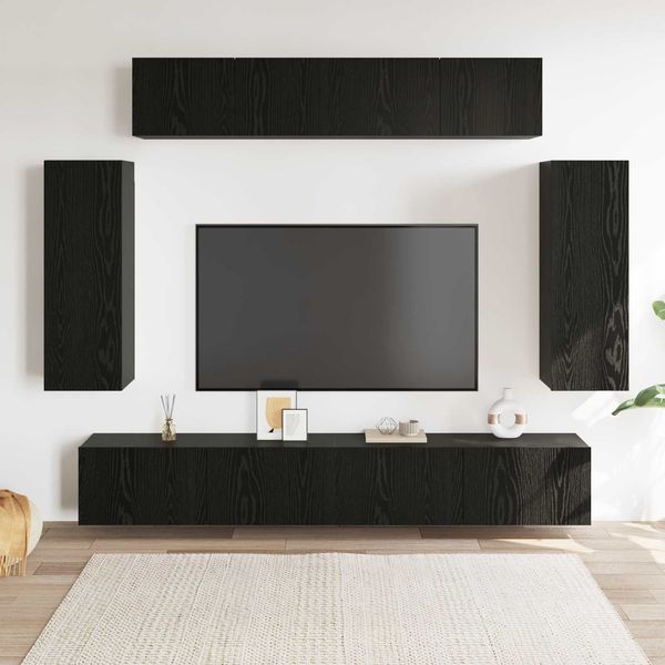 vidaXL TV-Schrankset 6 pcs Schwarz Eichen-Optik 100 x 30 x 30 cm 3332583