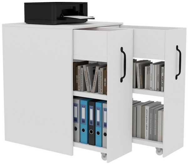 IDEASY Aktenschrank Aktenschrank auf Rollen 52x50x75 cm, Holz, links-rechts tauschbar voll ausziehbar, Fächer Schubladen, Absturzsicherung, Nachttisch