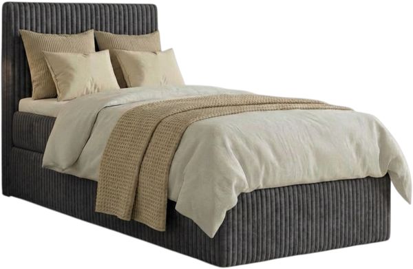Boxspringbett RALFI 100 x 200 cm (Linke Seit) mit Bettkästen, Bonell-Matratze H2 und T25-Topper. Farbe: Dunkelgrau Bild 2
