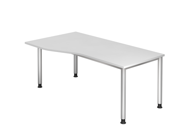 Schreibtisch HS18 4-Fuß rund 180x100 / 80cm Weiß Gestellfarbe: Silber