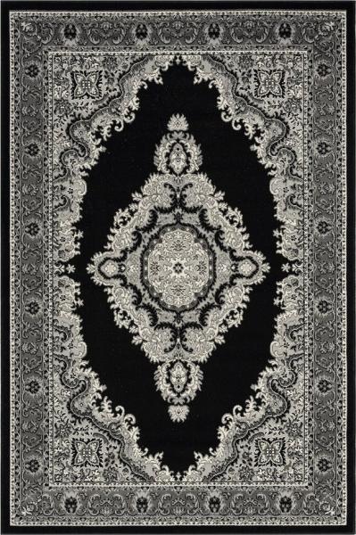 Vimoda Orientteppich Kurzflor Wohnzimmerteppich, rechteckig, Höhe: 8 mm, klassisch, Ornament Muster, mit Bordüre in schwarz