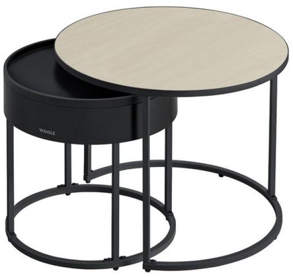 VASAGLE Couchtisch (Set, 2er Set), Beistelltisch für Wohnzimmer, Satztisch, versteckter Stauraum