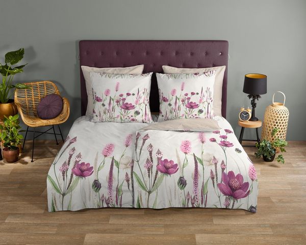 good morning Wendebettwäsche Hala, Renforcé, 3 teilig, 100% Baumwolle, Renforcé, Reißverschluss, Wendeoptik, Blumen