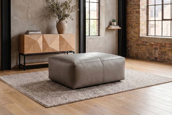 KAWOLA Polsterhocker CELESTE Hockerbank Leder grau 48 x 80 x 120 cm