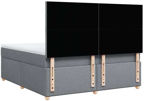 vidaXL Boxspringbett mit Matratze Hellgrau 180x200 cm Stoff 3293659 Bild 8