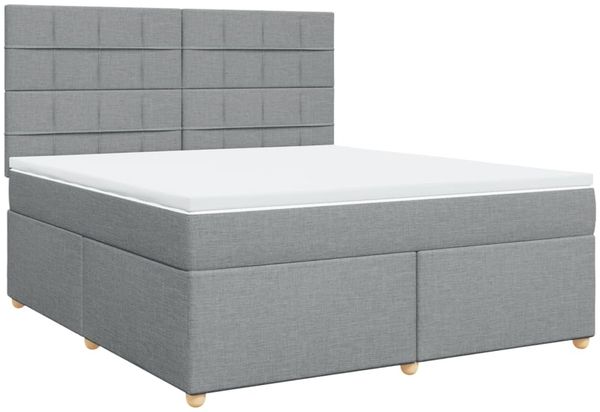 vidaXL Boxspringbett mit Matratze Hellgrau 180x200 cm Stoff 3293659 Bild 3