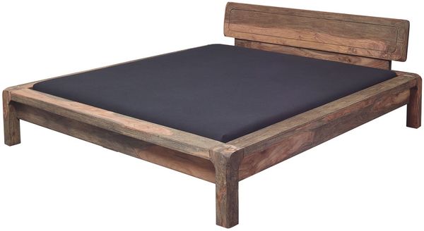 Bett Sheesham 160x200x80 grau geölt BUENO #012