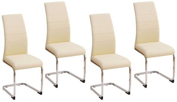 HTI-Living Freischwinger Schwingstuhl SallyC PU Beige (Set, 4 St), Freischwinger Esszimmerstuhl Kunstleder
