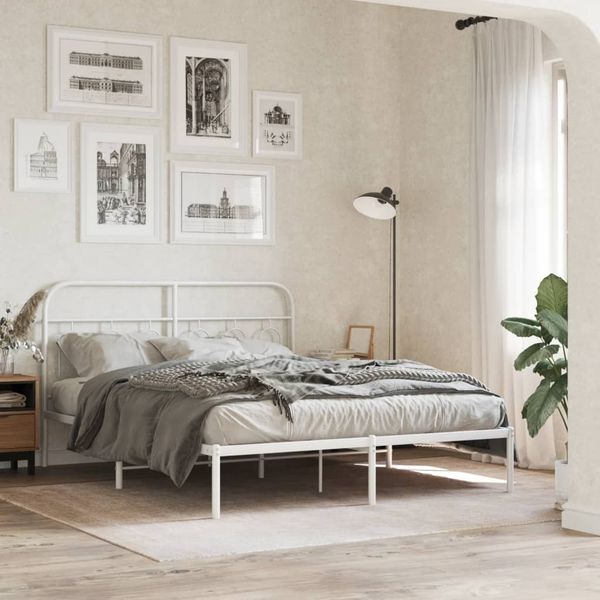 vidaXL Bettgestell mit Kopfteil Metall Weiß 140x200 cm 377167