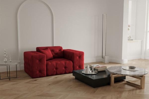 Sessel Designersessel CHANTAL in Stoff Opera Velvet Rubinrot