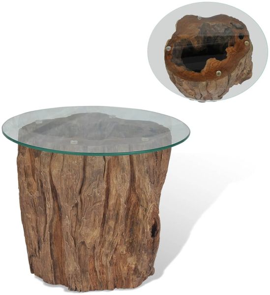 vidaXL Couchtisch Teak Glas 50x40 cm 245069