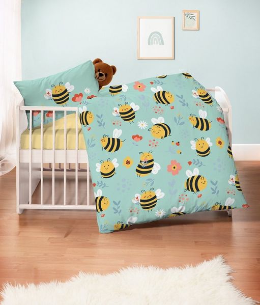 Stoffschmiede Kinderbettwäsche, 3-Teilig, Biene, Bio-Baumwolle