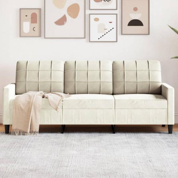 3-Sitzer-Sofa Creme 180 cm Samt