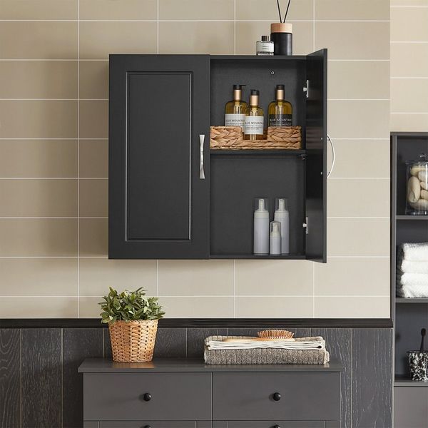 SoBuy Hängeschrank FRG231, Wandschrank Badezimmerschrank Küchenschrank Badschrank mit 2/3 Türen, mit verstellbaren Ablagen, 30 x 60 x 60/90cm